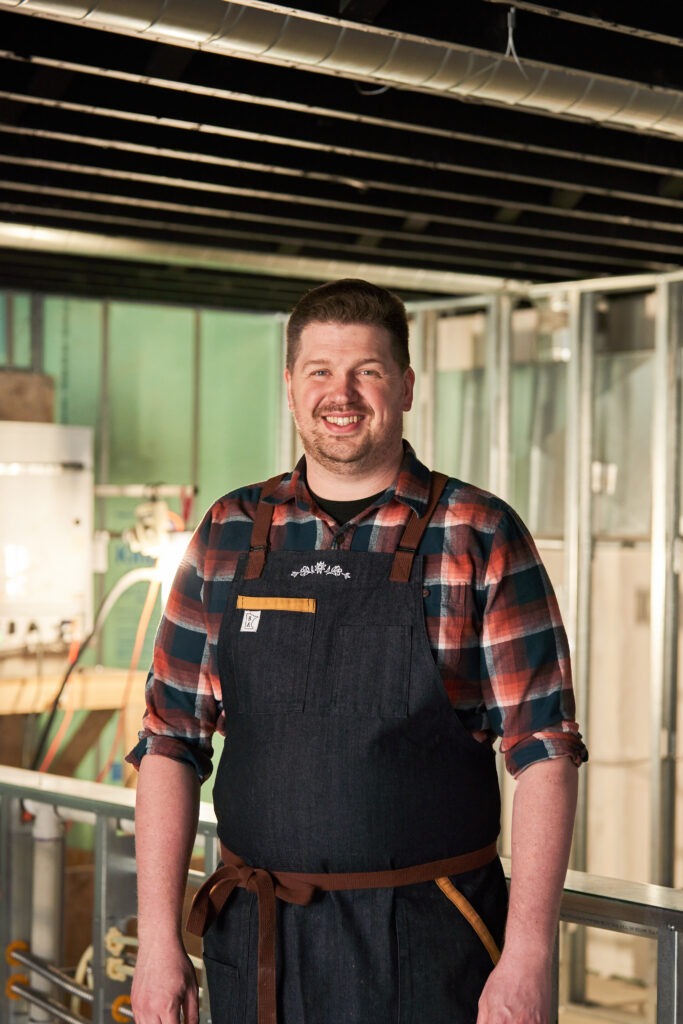 Chef Jason Sawicki during the construction of his Northeast Minneapolis restaurant Black Duck Spirits and Hearth
